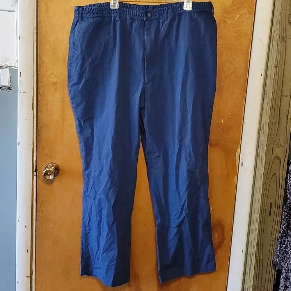 Men’s Casual Joe® Stretch Waist Poplin Blue Pants 44L  44x31
